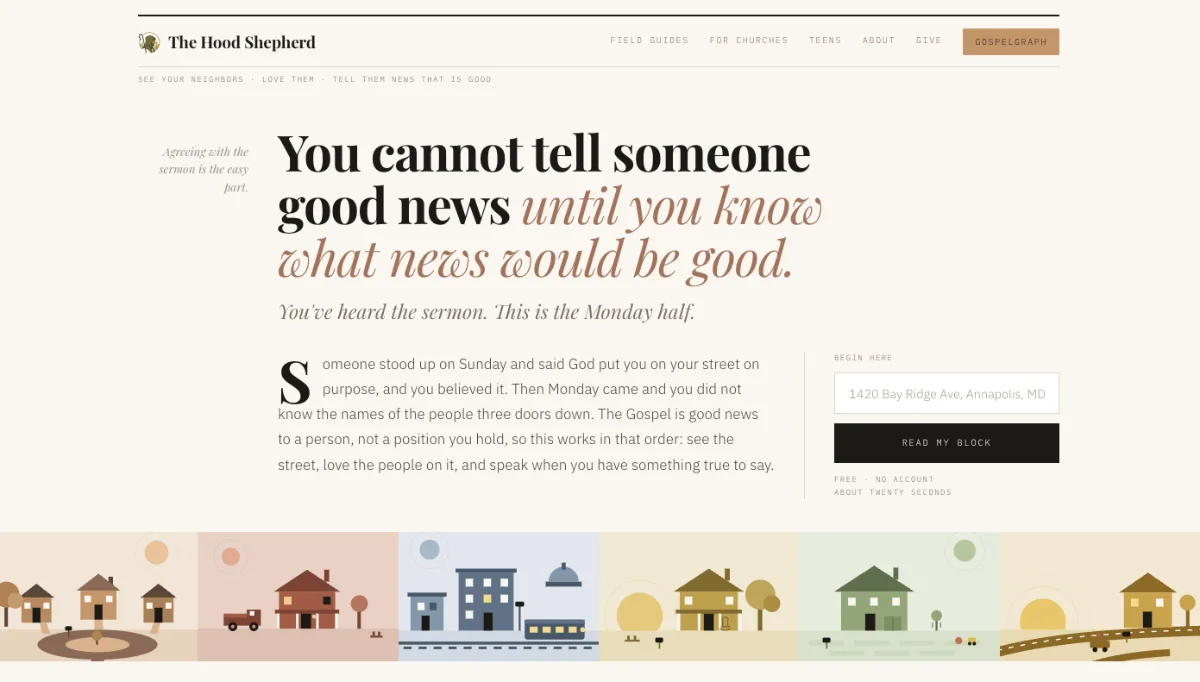 The Hood Shepherd website home page